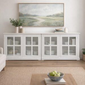 1800 wide buffet with glass french doors