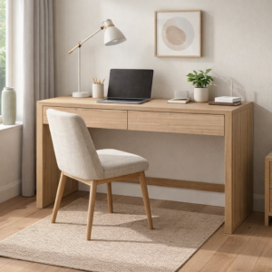 Oak desk 1200x600 with 2 drawers