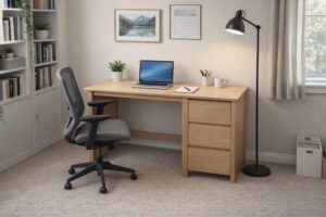 Oak desk 1200x600 with 3 drawers