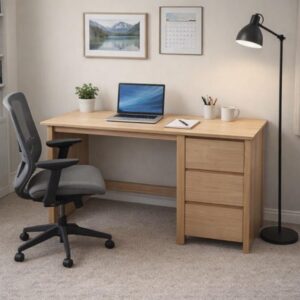 Oak desk 1200x600 with 3 drawers
