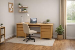 Oak desk 1600x1200 with 6 drawers