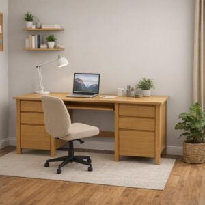Oak desk 1600x1200 with 6 drawers