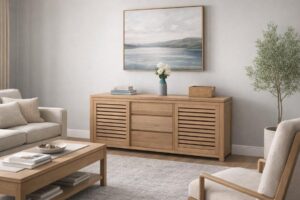 Oak Buffet 1800 wide with sliding doors