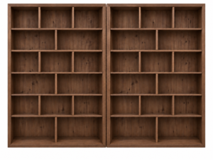 Modern pigeon hole bookcase 2100x 2400x320 stained