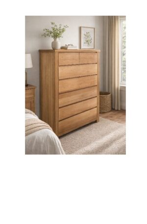 Jackie Oak 7 drawer Tallboy 1400x900x450 Stained