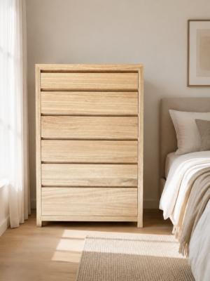 Modern Oak Morgan 6 drawer chest 1440x900x450 Clear Lacquer