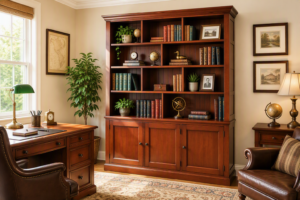 Colonial bookcase 2100x1500x320 with 3 doors Stained